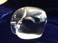 Heavy Lead Crystal Elephant Paperweight on Blue Velvet Background Royalty Free Stock Photo