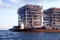 Giant heavy-lift ship RED ZED 2 anchored in Algeciras bay. Royalty Free Stock Photo