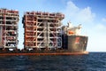 Giant heavy-lift ship RED ZED 2 anchored in Algeciras bay. Royalty Free Stock Photo