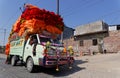 A heavy load of textile on the road