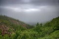 Heavy Clouds, Fog Over Hills, Mountains Royalty Free Stock Photo