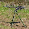 Heavy machine gun DShK on tripod. Royalty Free Stock Photo