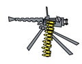 The heavy machine gun is mounted on a tripod and ready for firefight. Royalty Free Stock Photo
