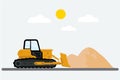 heavy machine vector bulldozer vehicle pushingthe ground vector illustration