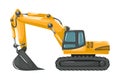 Heavy machinery for construction and mines with excavator cartoon style on white background