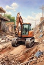 heavy machinery excavating at a construction site Royalty Free Stock Photo