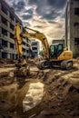 heavy machinery excavating at a construction site Royalty Free Stock Photo