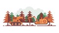 Heavy machinery in forest, symbolizing deforestation or industry, vector design Generative AI Royalty Free Stock Photo