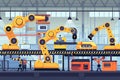 Heavy machinery robot system are working in a factory