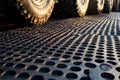 Heavy machinery rolls, metallic platform for industrial equipment strength Royalty Free Stock Photo