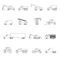 Heavy machinery simple outline icons set eps10 Royalty Free Stock Photo
