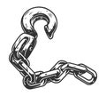 Heavy metal chain with big hook Royalty Free Stock Photo