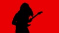 Heavy Metal Guitarist With Long Hair Cutout On Red