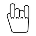 Heavy Metal Horns Hand, Rock Roll Gesture. Flat Vector Icon illustration. Simple black symbol on white background. Heavy Metal Royalty Free Stock Photo