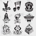 Heavy Metal rock badges vector set. Royalty Free Stock Photo