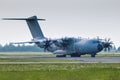 Heavy military transport turboprop aircraft taxiing Royalty Free Stock Photo