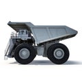 Heavy mining dump truck on white. Side view. 3D illustration