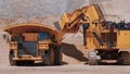Heavy mining machinery extracting minerals in an open pit mine Royalty Free Stock Photo