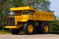 Heavy mining truck in mine and driving along the opencast. Photo of the big mine truck, The career heavy-load super car Royalty Free Stock Photo