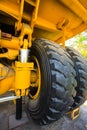 Heavy mining truck in mine and driving along the opencast. Photo of the big mine truck, The career heavy-load super car Royalty Free Stock Photo