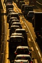 Cars going very slowly in a traffic jam during the morning rushhour Royalty Free Stock Photo