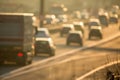 Cars going very slowly in a traffic jam during the morning rushhour Royalty Free Stock Photo