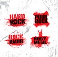 Heavy Music Rough Grunge Vector Design Elements On Stained Wall Background. Paint Texture Illustration Concept Royalty Free Stock Photo