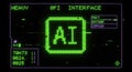 Heavy ofi interface screen displaying green artificial intelligence symbol Royalty Free Stock Photo