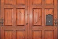 Heavy Paneled Double leaf Mahogany Hardwood Door With Iron Mailbox