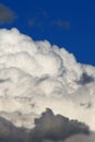 Heavy plumpy clouds on blue sky