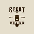 heavy punching bag boxing logo vintage vector illustration template icon graphic design. fight sport sign or symbol for club