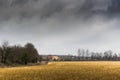 Heavy Rain Cloud Covering Farmland Below