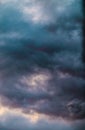 Heavy rain clouds in the deep blue sky before the rain at the summer day Royalty Free Stock Photo