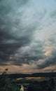 Heavy rain clouds in the deep blue sky before the rain at the summer day Royalty Free Stock Photo