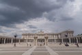 Heavy rain clouds over the Royal Palace, Madrid, Spain Royalty Free Stock Photo