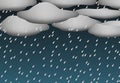 Heavy rain and dark sky in 3D style, vector