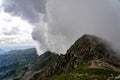 Heavy rain over mountains. Royalty Free Stock Photo