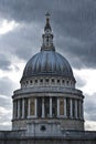 Heavy rain over St. Paul's Cathedral in London Royalty Free Stock Photo