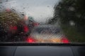 Heavy rain. Raindrop on the window car. Royalty Free Stock Photo