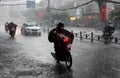 Heavy rain, rainy season at Ho Chi Minh city Royalty Free Stock Photo