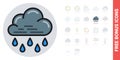 Heavy rain, shower or downpour icon for weather forecast application or widget. Cloud with raindrops. Simple color Royalty Free Stock Photo