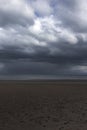 Heavy rain storm cloud over the sea at Abersoch in Wales