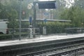 Heavy rain on the train station in Kreuzlingen, Switzerland.