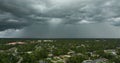 Heavy rainfall over Florida suburbs during summer thunderstorm