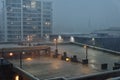 Heavy rainfall on parking ramp