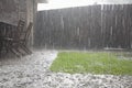 Heavy Rains In Backyard Royalty Free Stock Photo