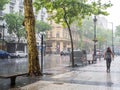 Heavy rainstorm in city centre Microcentro, Monserrat district i Royalty Free Stock Photo