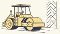 Heavy Road Roller for Construction Pavement, vector design Generative AI Royalty Free Stock Photo