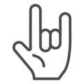 Heavy rock sign line icon. Rock and roll gesture vector illustration isolated on white. Hard rock outline style design Royalty Free Stock Photo