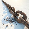 Heavy rusty metal chain links on a textured surface Royalty Free Stock Photo
